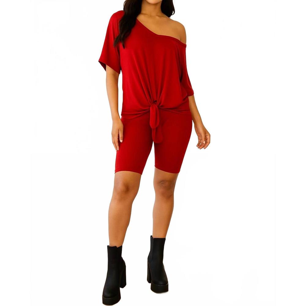 NEW LITTLE SECRET OF MINE ribbed shorts set in burgundy